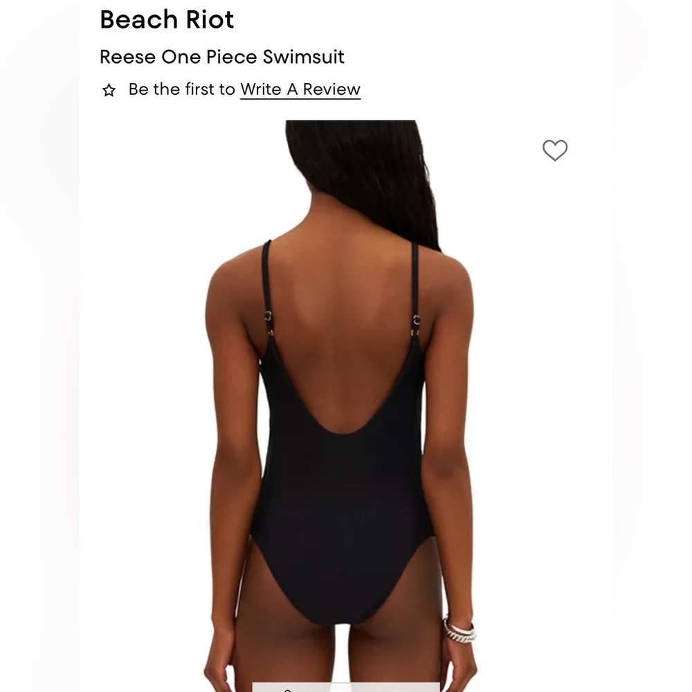 NWOT Beach Riot Reese Black Ribbed One-Piece Swimsuit - Picture 5 of 6